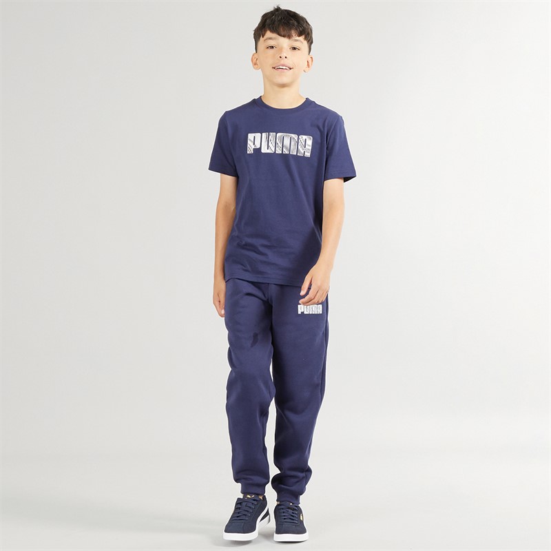 Puma Boys Sportstyle Wording T-Shirt Puma Navy