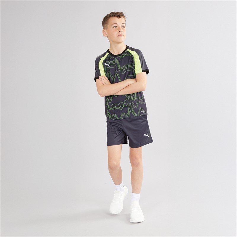 Puma Junior Boys IndividualLIGA Training Shorts 2 Galactic Gray/Yellow Alert