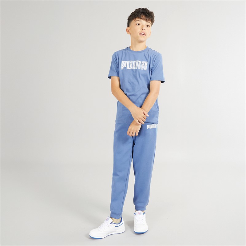 Puma Junior Boys Sportstyle Wording T-Shirt Blue Horizon