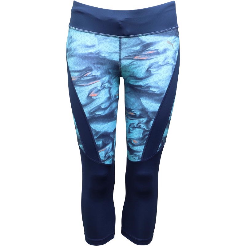 Buy Puma Womens DryCELL Graphic Running Capri Leggings Blue Depths