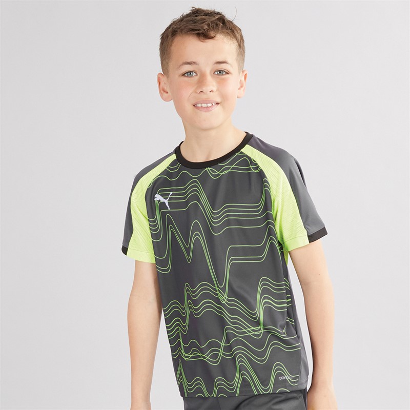 Puma Junior Boys IndividualLIGA Graphic Jersey Galactic Gray/Yellow Alert