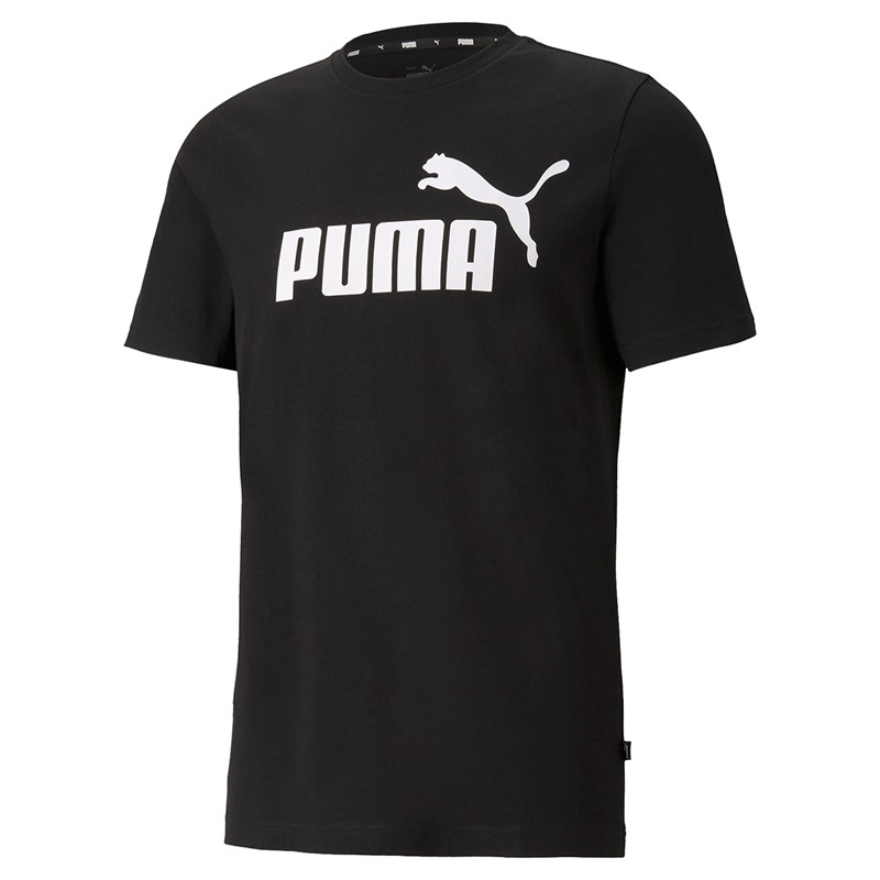 Puma T-shirt voor Heren Essentials Logo Katoen Zwart