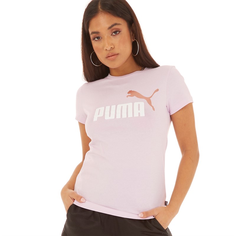 Puma T-shirt Femme Essentials logo bicolore Grape Mist