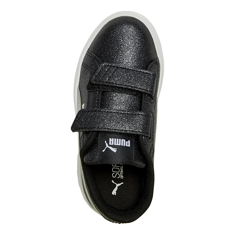 Puma Basket de sport Fille Smash 3.0 Glitz Glam V Noir/Blanc