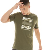 Puma T-shirt voor Heren Camo Box Moosgroen