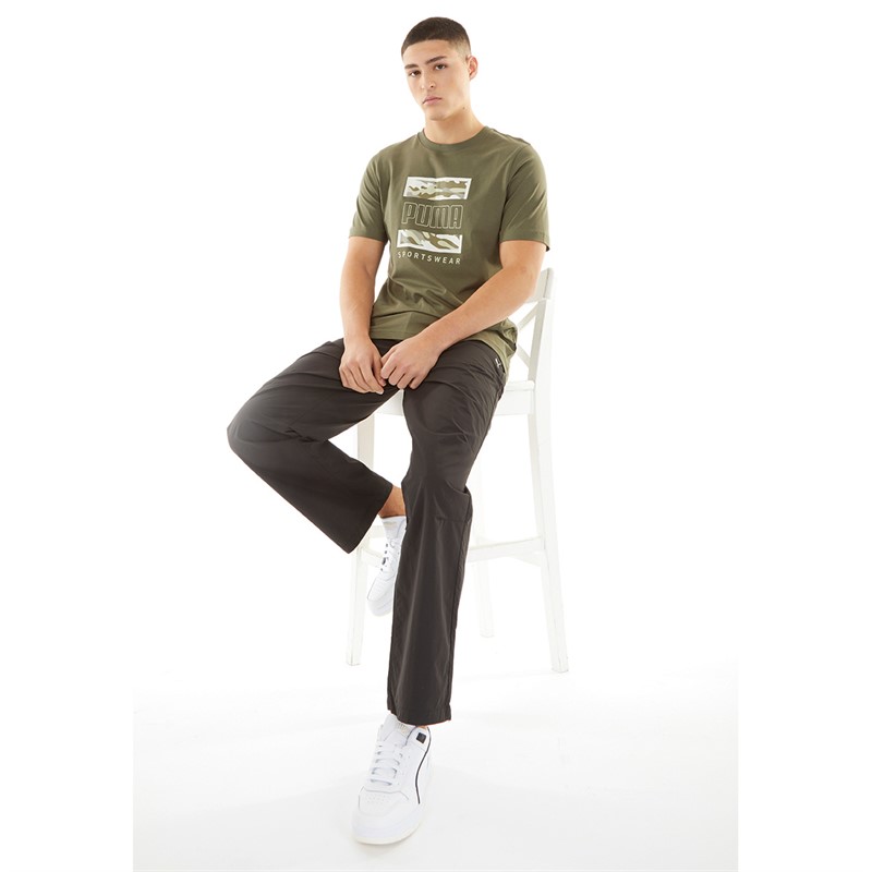 Puma T-shirt voor Heren Camo Box Moosgroen