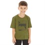 Puma T-Shirt mit Puma Schriftzug Junge in Olivgrün