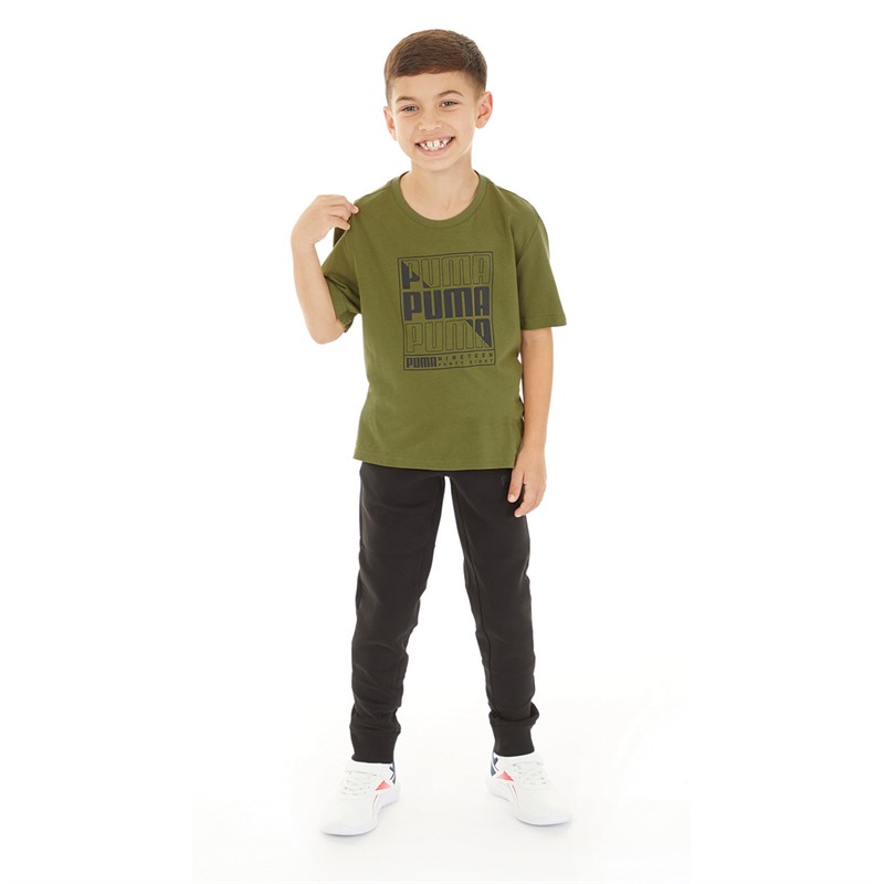 Puma T-shirt voor Jongens Puma Opschrift Olijfgroen