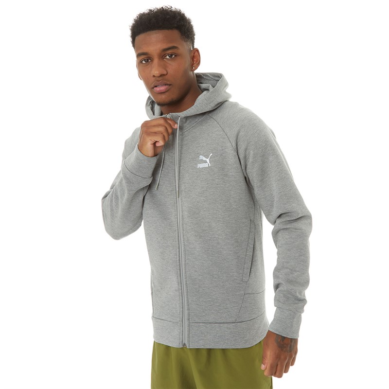 Puma Mens Classics Tech Full-Zip Hoodie Med Grey Heather