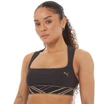 Puma Womens Mid Impact Deco Glam Bra Top Black/Decogl