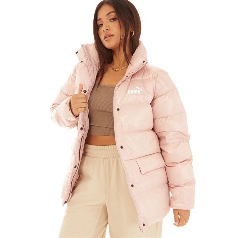 Puma Womens Style Down Shiny Puffer Jacket Rose Quartz