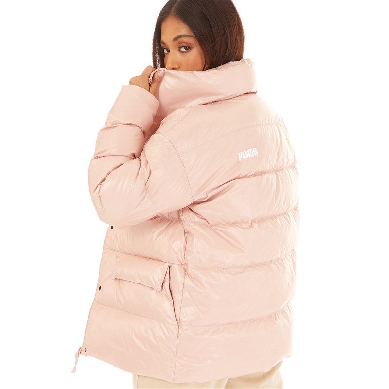 Puma Womens Style Down Shiny Puffer Jacket Rose Quartz