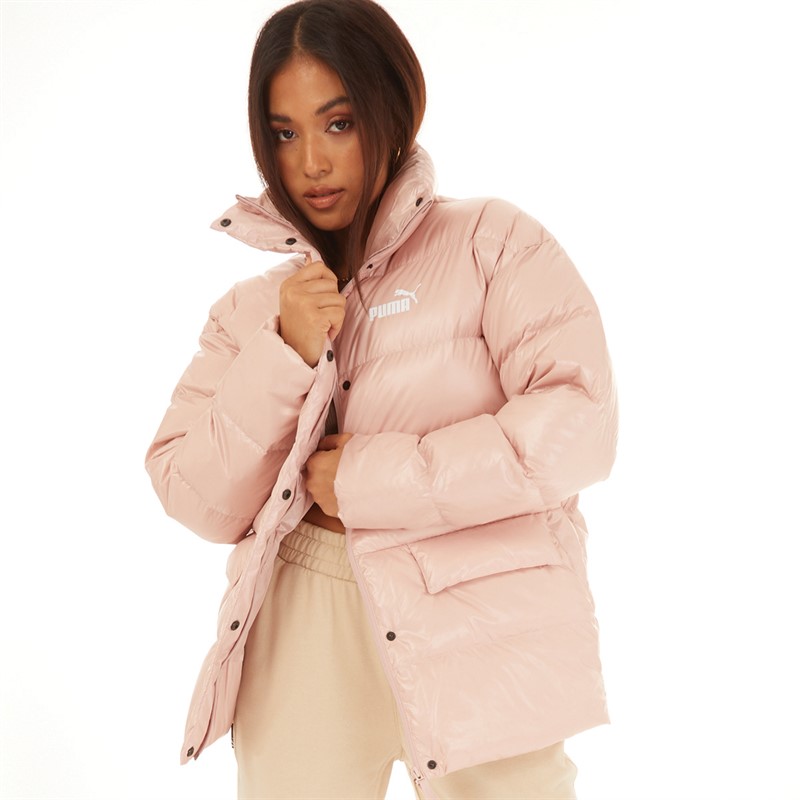 Puma Womens Style Down Shiny Puffer Jacket Rose Quartz