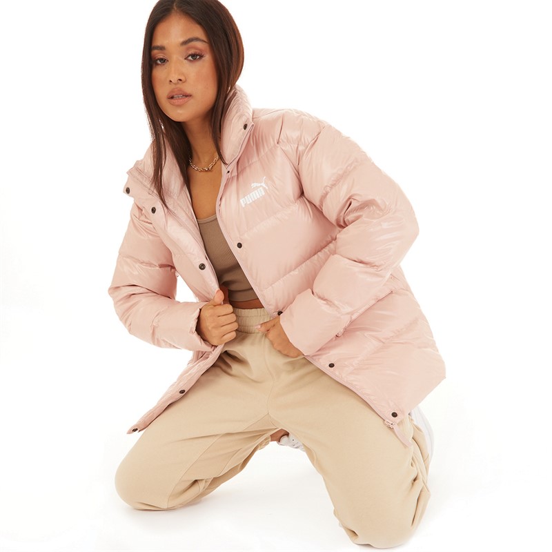 Puma Womens Style Down Shiny Puffer Jacket Rose Quartz