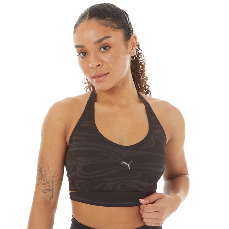 Puma Womens Low Impact Formknit Seamless Bra Top Black/Grey