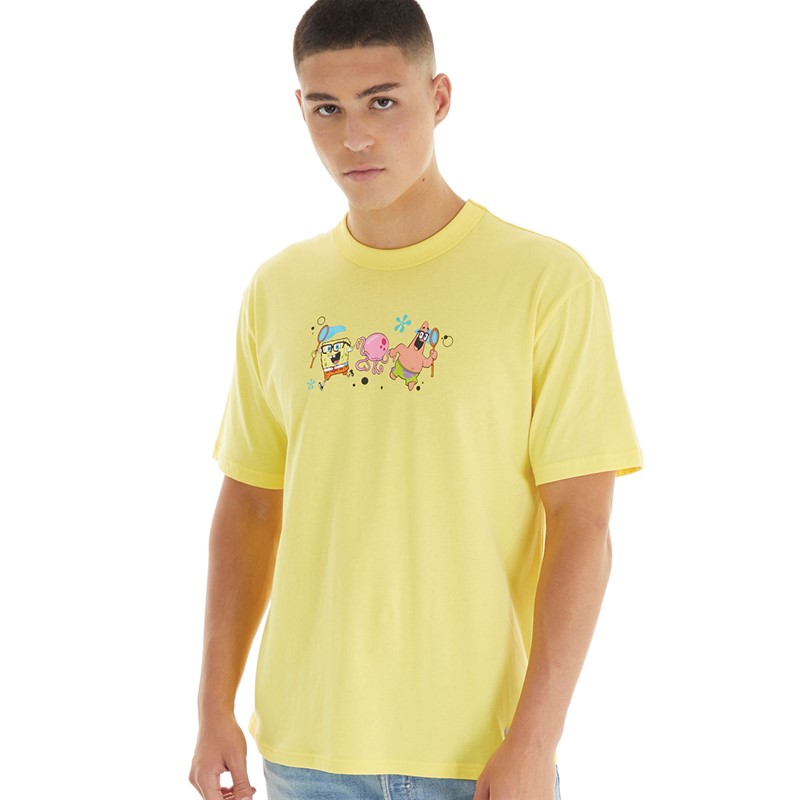 Puma Mens X Spongebob Graphic T-Shirt Yellow