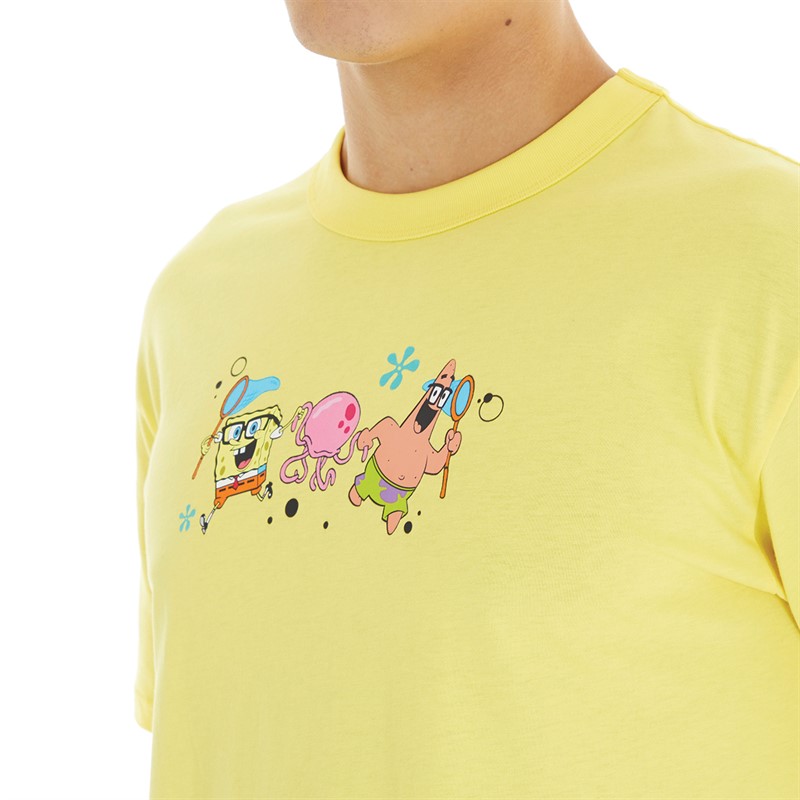 Puma Mens X Spongebob Graphic T-Shirt Yellow