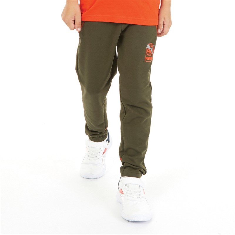 Puma Boys Active Sports Track Pants Dark Olive