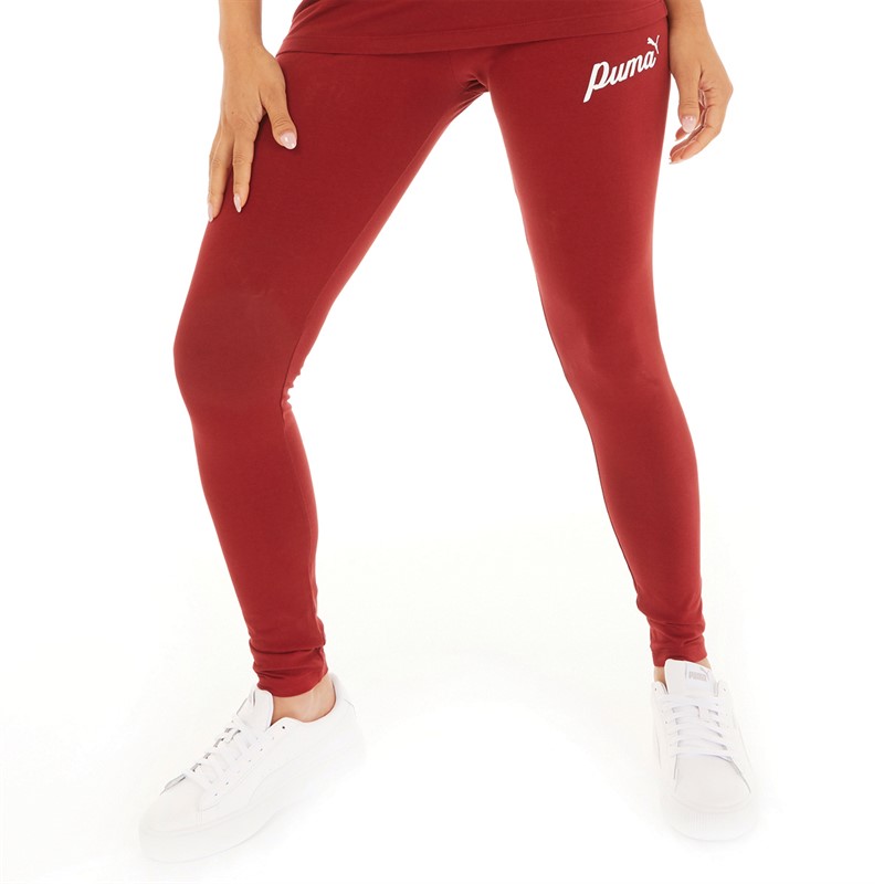 Buy Puma Womens Essentials Logo Leggings Red Gold