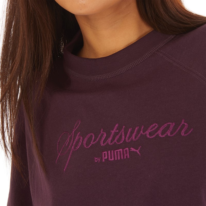 Puma Womens Classics Oversized T-Shirt Darkplum