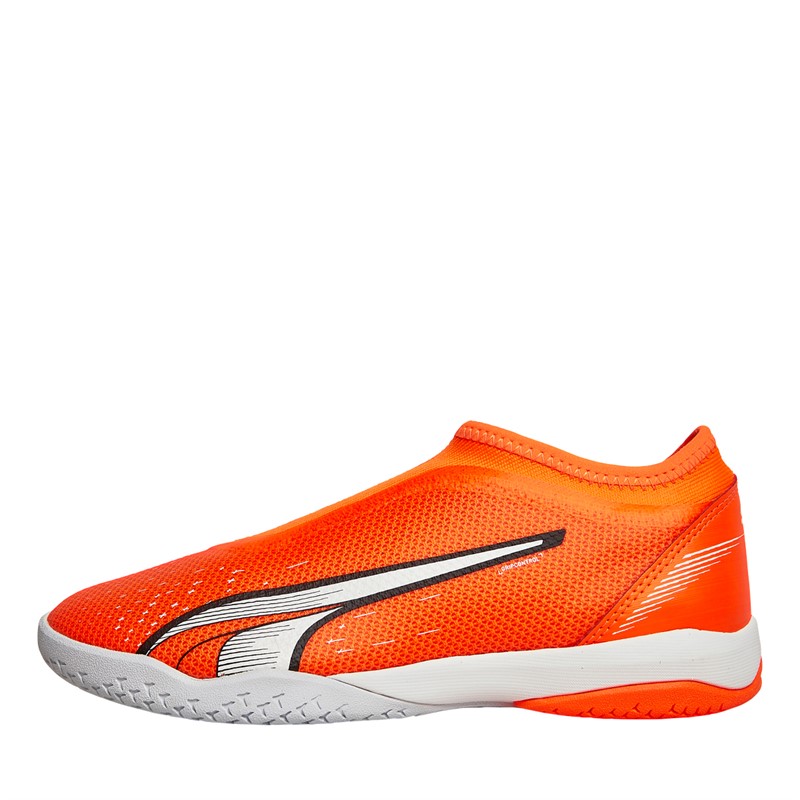 Puma Junior Ultra Match Laceless IT + Mid Indoor Football Boots Ultra Orange