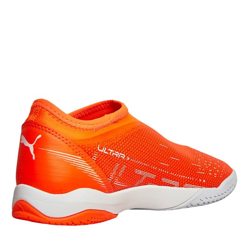 Puma Junior Ultra Match Laceless IT + Mid Indoor Football Boots Ultra Orange