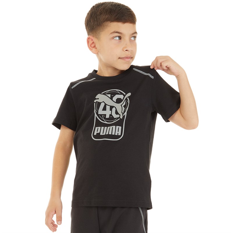 Puma Boys Active Sports Graphic T-Shirt Puma Black