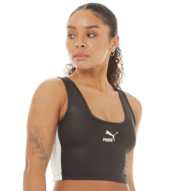 Puma Womens T7 Shiny Cropped Top Puma Black