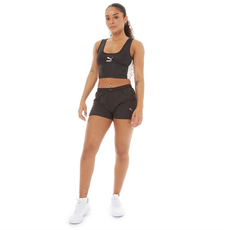 Puma Womens T7 Shiny Cropped Top Puma Black