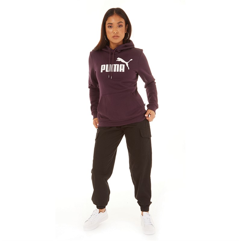 Puma Womens Essentials Big Logo Hoodie Midnight Plum