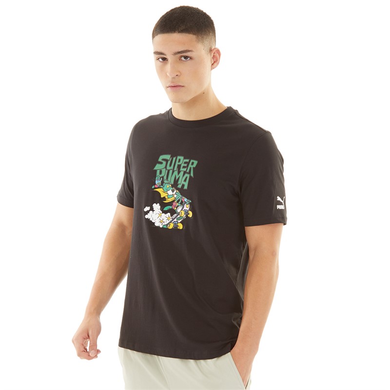 Puma Mens Classics Super Puma Graphic T-Shirt Puma Black