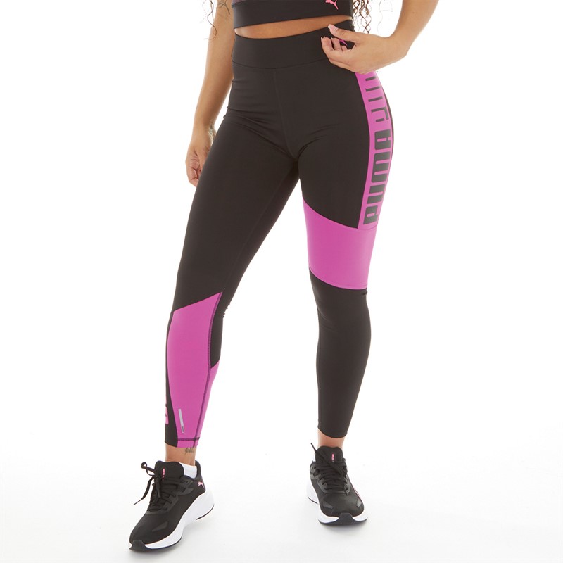 Puma Womens Train Favorite Logo High Waist 7/8 Tight Leggings Black/Orchid