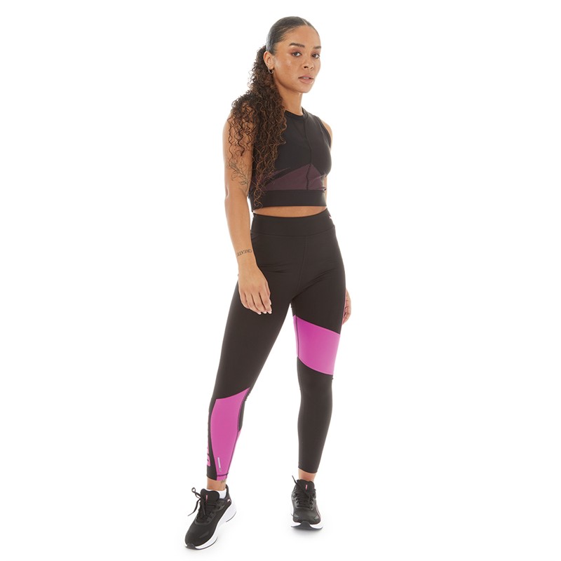 Puma Womens Train Favorite Logo High Waist 7/8 Tight Leggings Black/Orchid