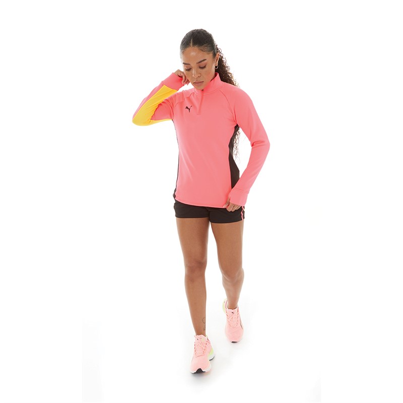 Puma Womens Individual Blaze Training 1/4 Zip Top Sunset Glow