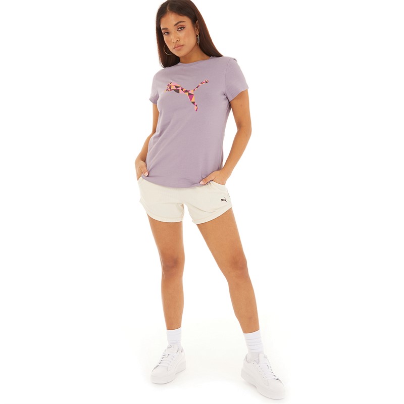 Puma Womens Graphics Cat T-Shirt Pale Plum