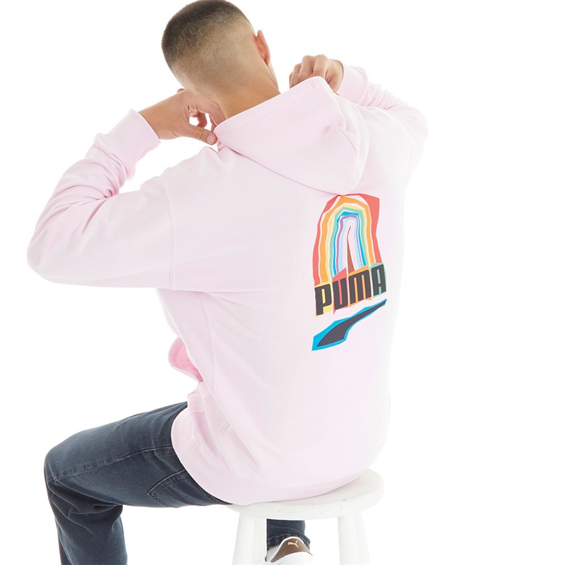 Pink puma hoodie mens hotsell