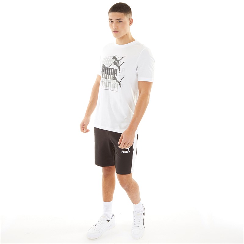 Puma Mens Graphics Multiple Logo T-Shirt Puma White