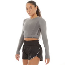 Puma Womens Evoknit Seamless Long Sleeve Crop Top Charcoal Grey