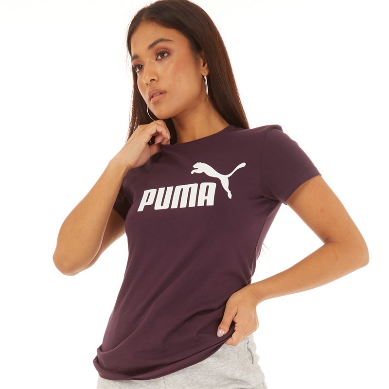 Puma Womens Essentials Big Logo T-Shirt Dark Plum