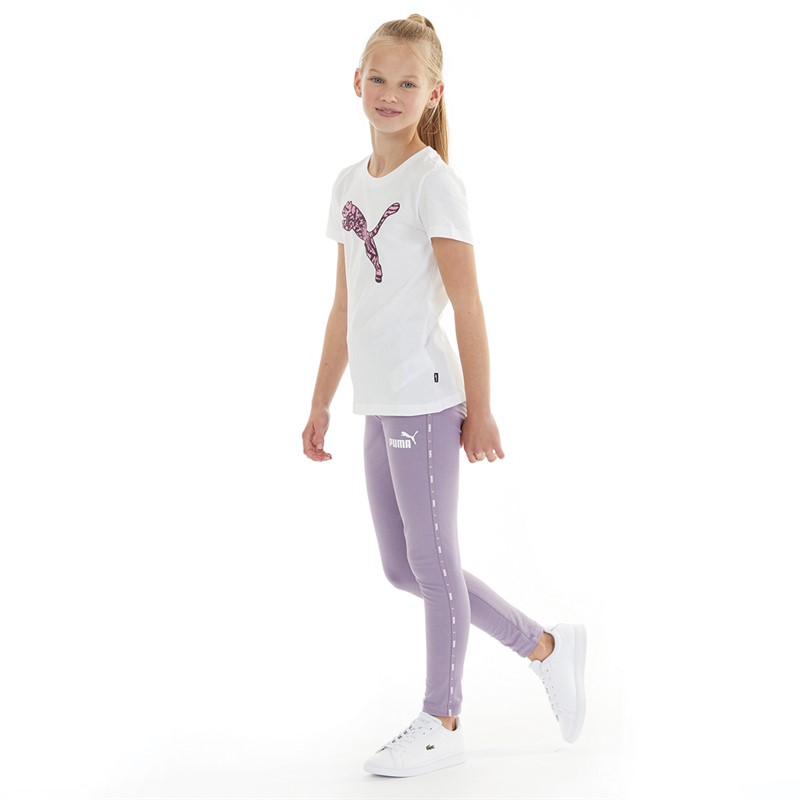 Puma Junior Girls Essentials Tape Leggings Paleplum