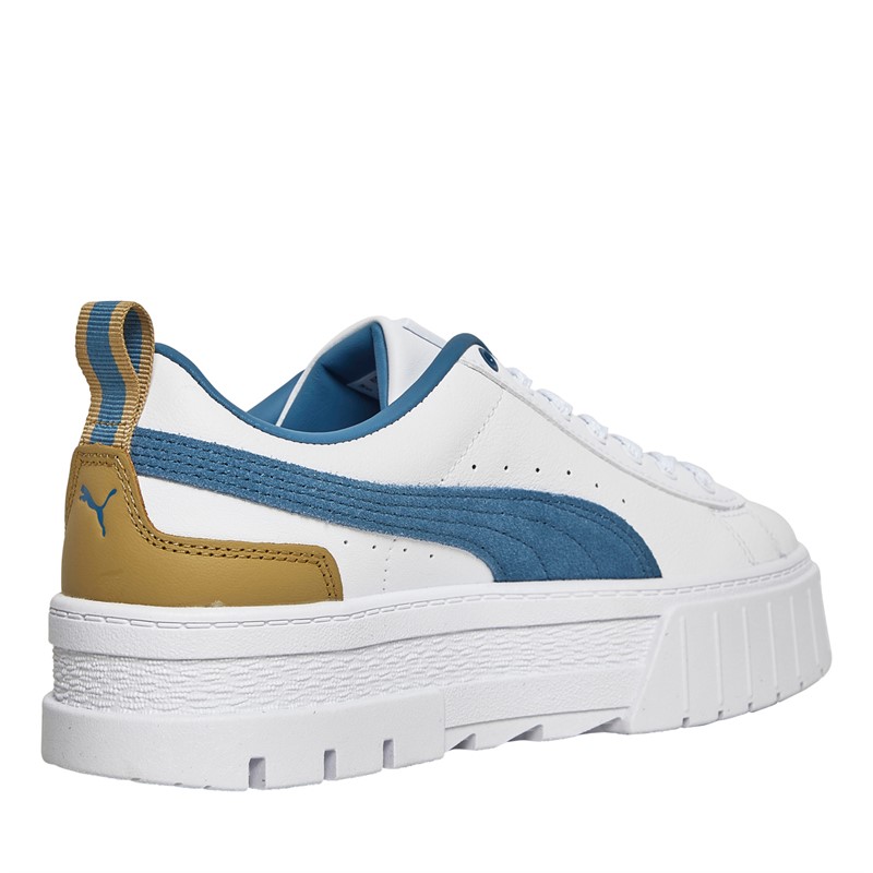 Puma Womens Mayze Leather Trainers Puma White Blue