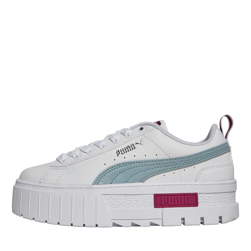 Puma Junior Girls Mayze Leather Trainers Frosted Dew White