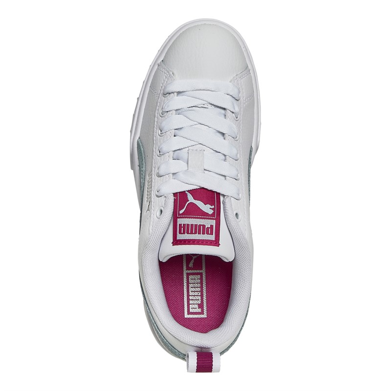 Puma Junior Girls Mayze Leather Trainers Frosted Dew/White