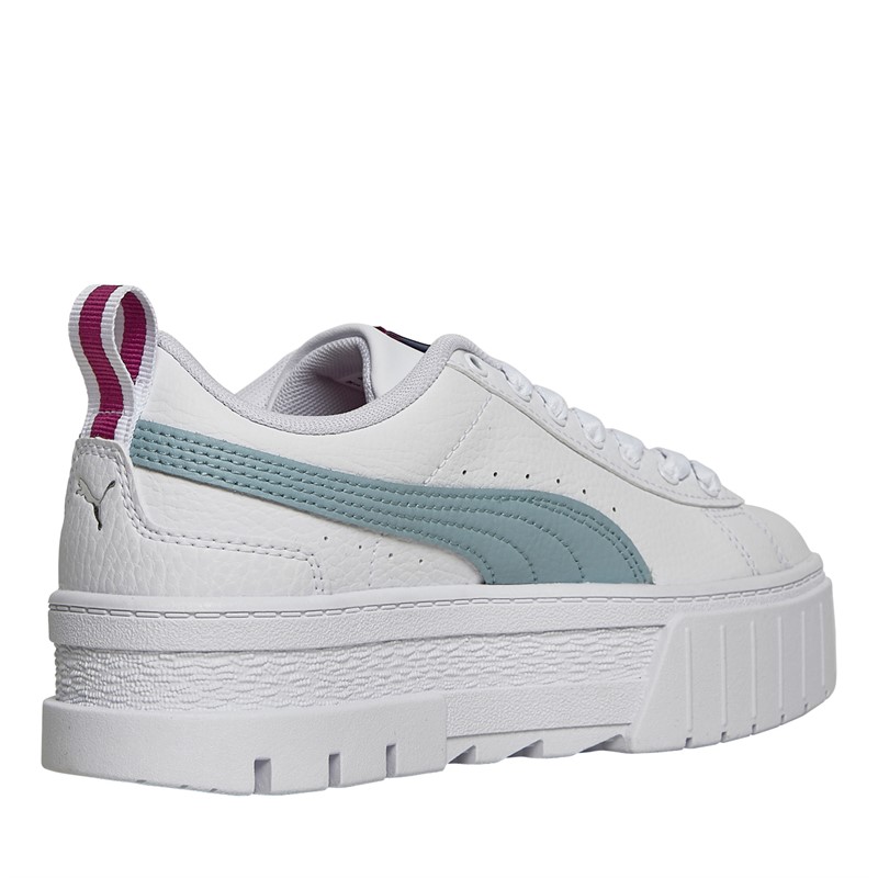 Puma Junior Girls Mayze Leather Trainers Frosted Dew/White