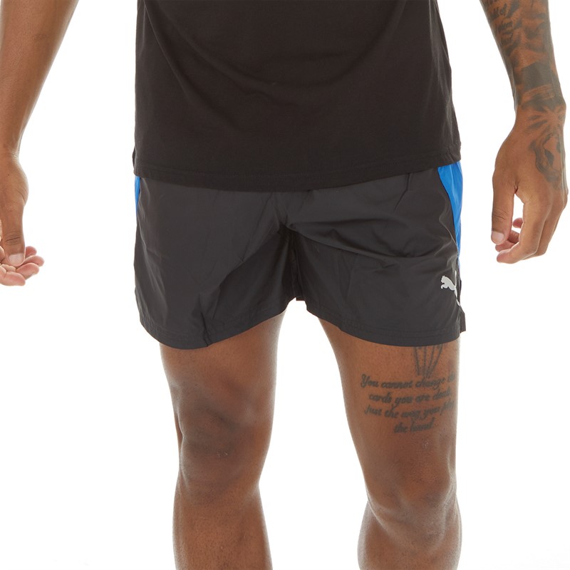 Puma Mens 5 Running Shorts Black/Blue