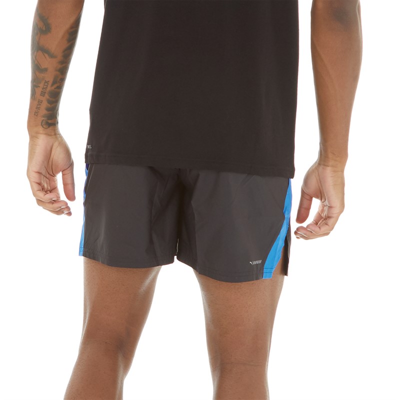 Puma Mens 5 Running Shorts Black/Blue