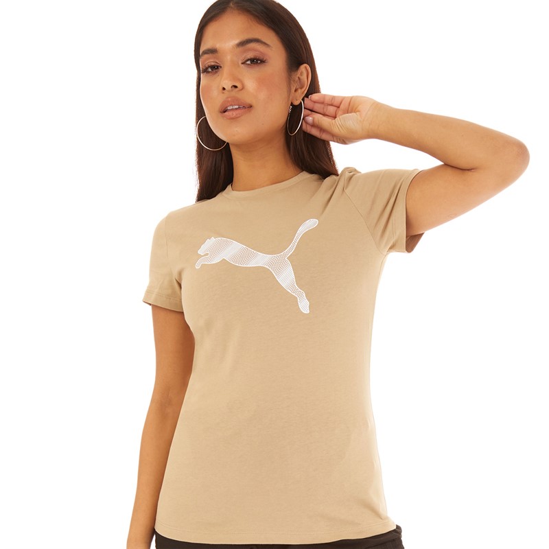 Puma Womens Cat Logo T Shirt Tan