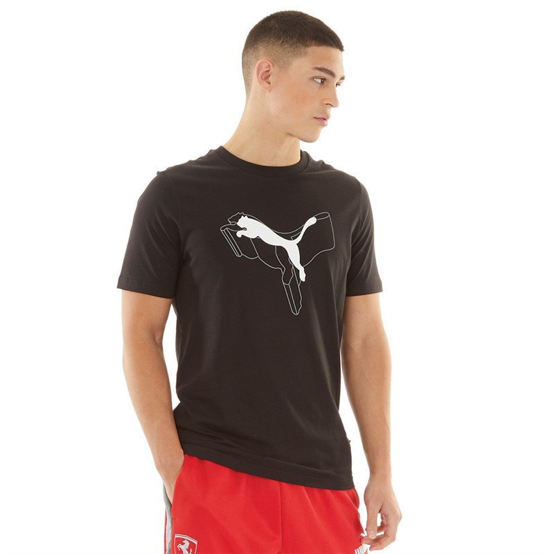 Puma Mens Essentials + Logo Lab Cat T-Shirt Puma Black