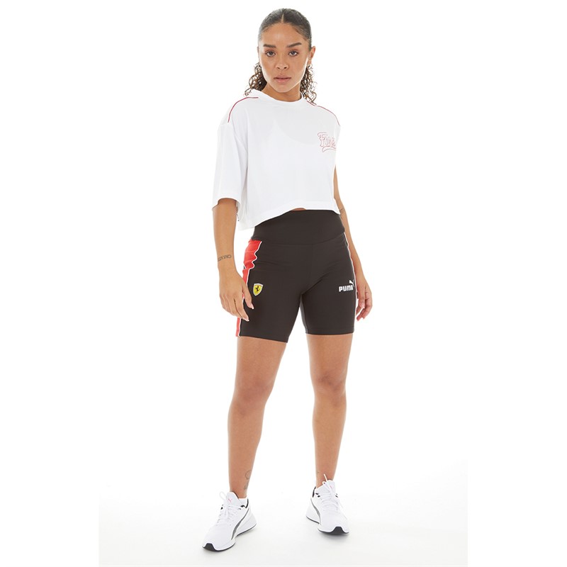 Puma Womens Ferrari Race X June Ambrose Biker Shorts Rosso Corsa