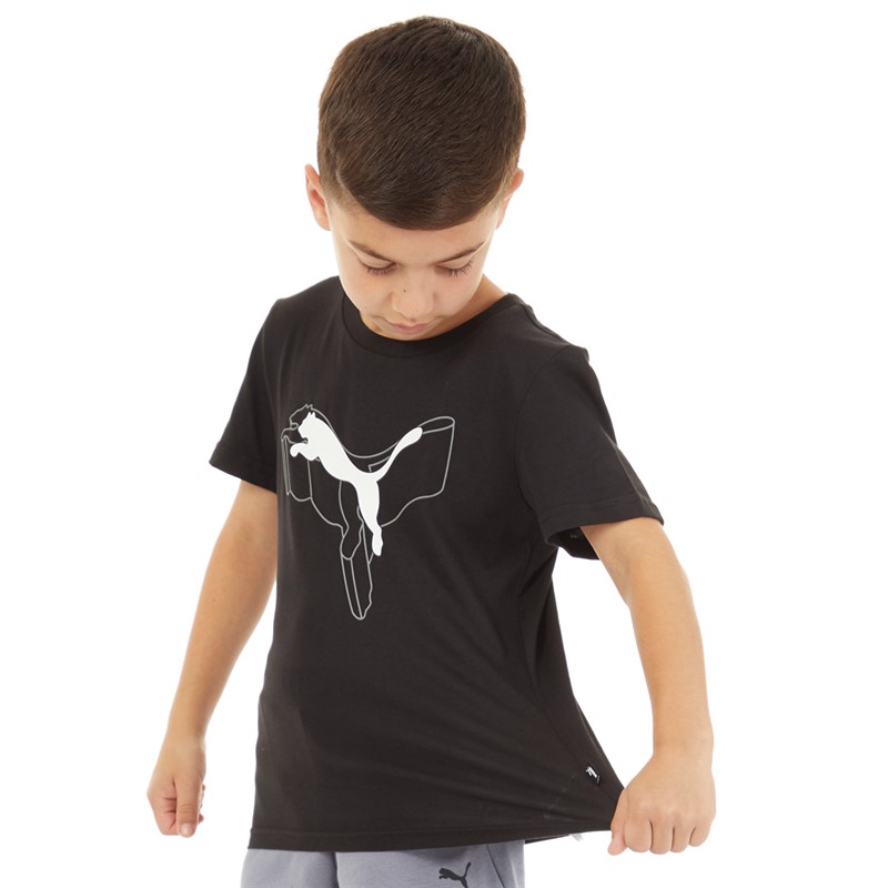 Puma Junior Boys Essentials Logo Lab Graphic T-Shirt Puma Black